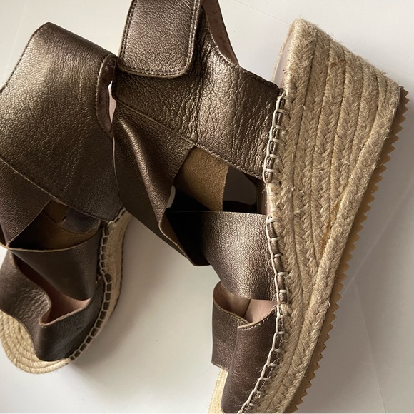 Eileen Fisher Willow Metallic Espadrille Wedge Sandal - Picture 9 of 9